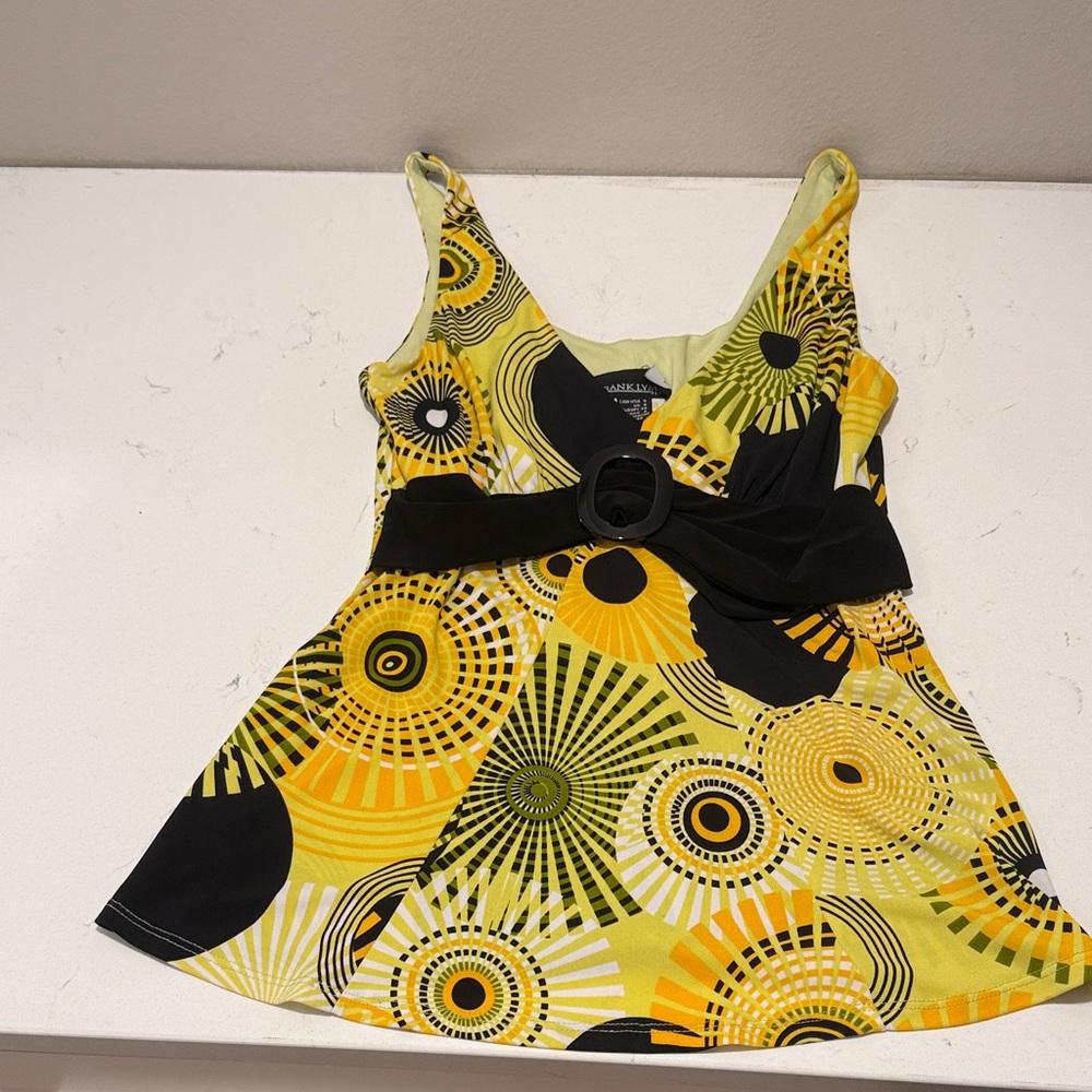 Frank Lyman Design Yellow and Black Patterned Top VINTGE